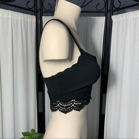 3/$30 Dynamite Crochet Crop Top Jet Black Bralette - Picture 6 of 15